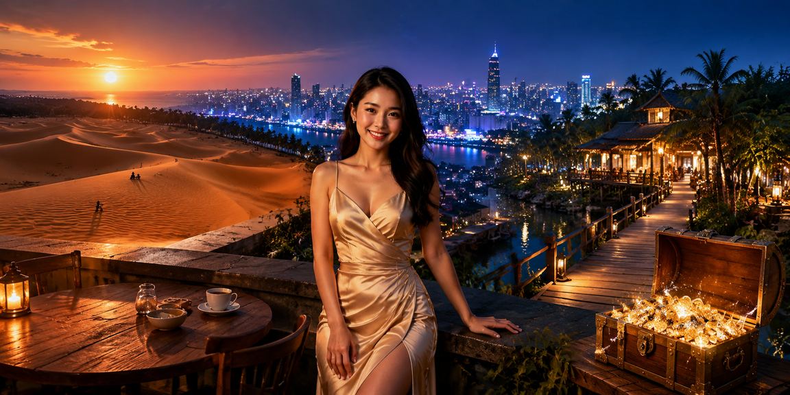 Người dùng Mũi Né xem ưu đãi nạp tiền trên điện thoại bên tách cà phê